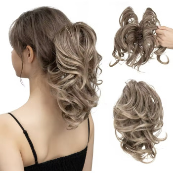 Cozi de Volum Ondulate Blond Natural Cenusiu